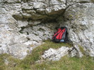 18. Low rock shelter high on the dale side above the footpath / Entrance